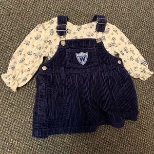 Vintage Corduroy Overall Dress w Matching Shirt